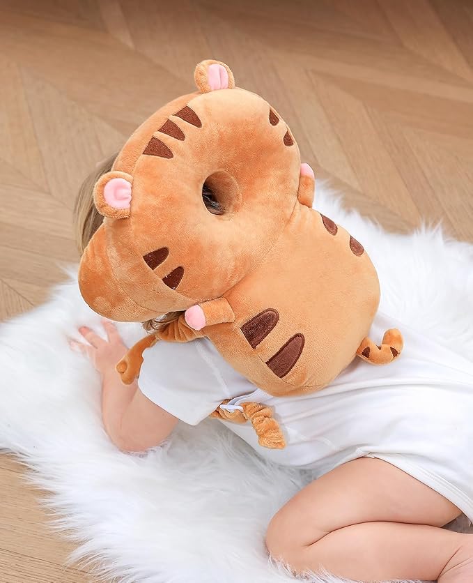 JunNeng Baby Walker 3-Sided Head Protector Backpack Wear, Toddler Head Protection Safety Pad, Brown Tiger