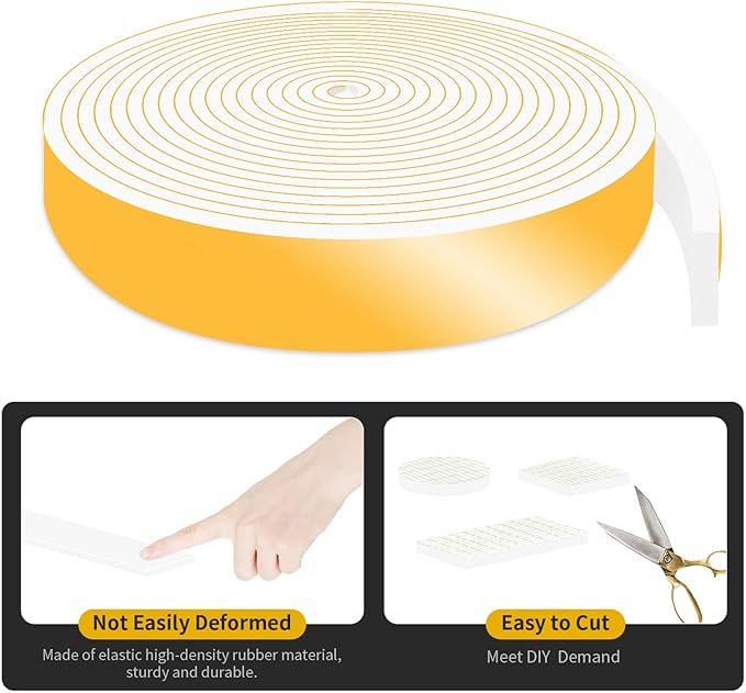 Weather Stripping Door Seal,Weather Stripping,Soundproof,Cold Insulation,Front Door Frame,Windows,Sliding Door (White,1 in x 1/8 in x 16.5Ft)