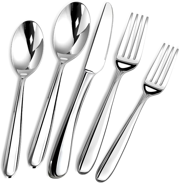 STILLOYE Heavy Duty Silverware Set for 6, 30 Piece Premium Stainless Steel Flatware Utensils Cutlery Set Including Steak Knife Fork and Spoon, Dishwasher Safe, Gift Package for Wedding Housewarming