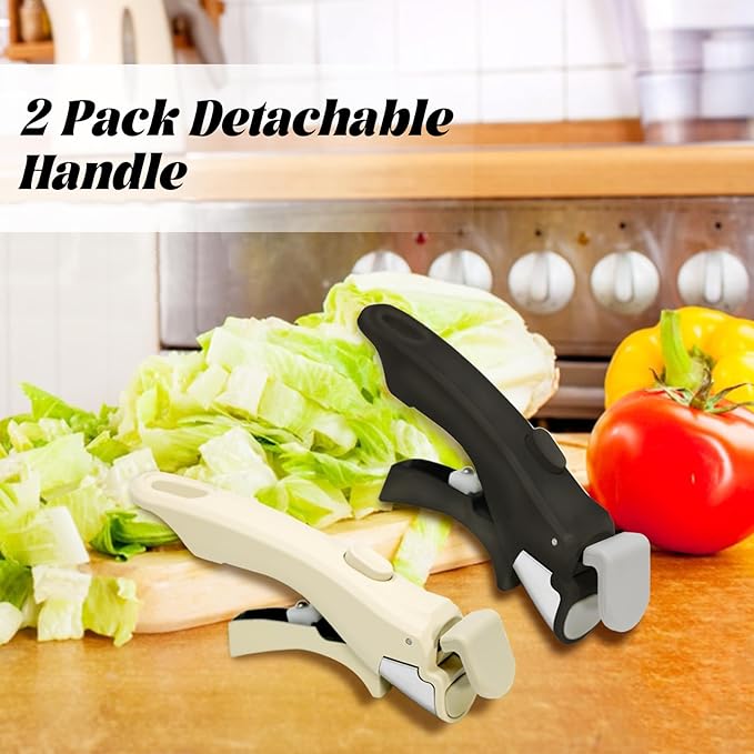 Detachable Handle Cookware Set 2 Pack Pots and Pans Replacement Handles Heat Resistant & Ergonomic Grip Compatible with Most Non-Stick Pans, Skillets & Pots (Beige and Black)