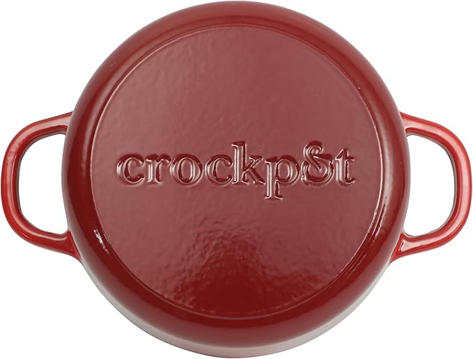 Crock Pot Artisan 3-Quart Round Cast Iron Dutch Oven With Oven Safe Borasilicate Lid - Red