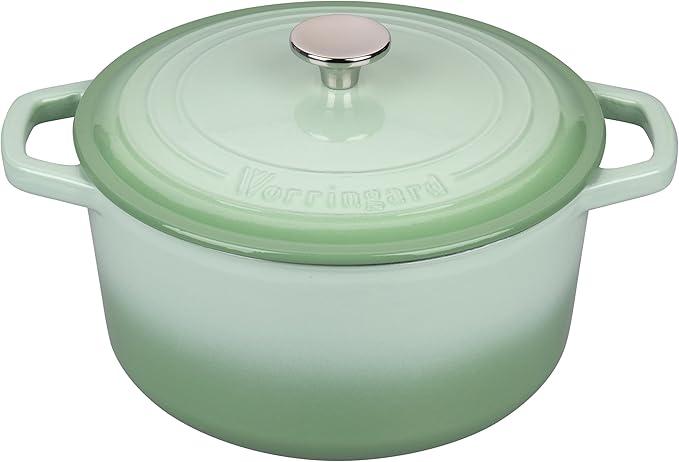 VORRINGARD Enameled Cast Iron Dutch Oven Pot with Lid, for Bread Baking, Round Bread Oven- include Sourdough Bread Baking Supplies Set, 6QT, Green