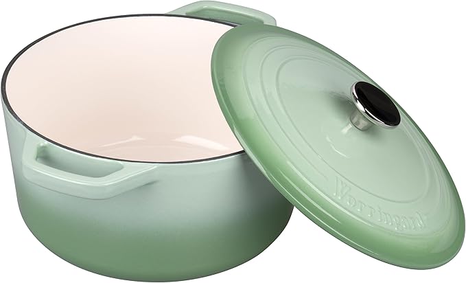 VORRINGARD Enameled Cast Iron Dutch Oven Pot with Lid, for Bread Baking, Round Bread Oven- include Sourdough Bread Baking Supplies Set, 4.5QT, Green