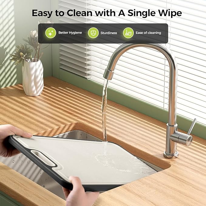 Titanium Cutting Board for Kitchen, Double Sided Chopping Board, 99.9% Pure Titanium & PP, Non-Porous, Odor Resistant, Safe for Raw & Cooked Food, Easy to Clean, Large 15”×10.3”