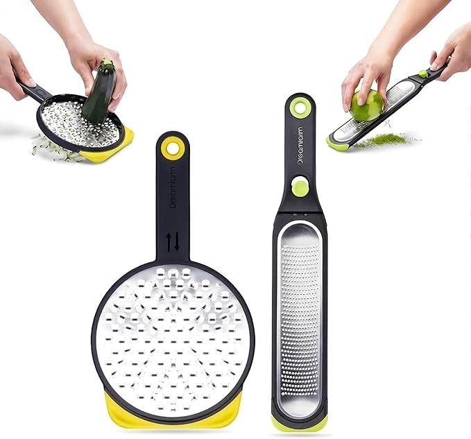 Dreamfarm Kitchen Tools Set - Ograte & Ozest - Dual-Sided Ultra-fine Grater & Self-Cleaning Zester with Snap-On Covers - Kitchen Essentials for Grating & Zesting - BPA-Free & Dishwasher Safe