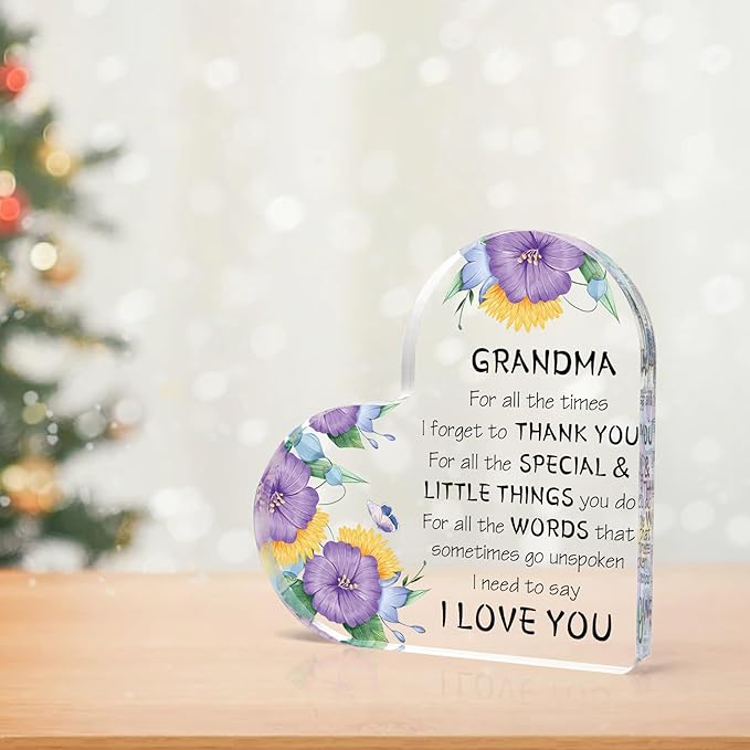 Mother's Day Gifts for Grandma, Grandma Birthday Gifts Mothers Day Gift Ideas, Presents for Grandma, Thanksgiving Christmas Gifts for Grandma Granny Nana Acrylic Desk Decor
