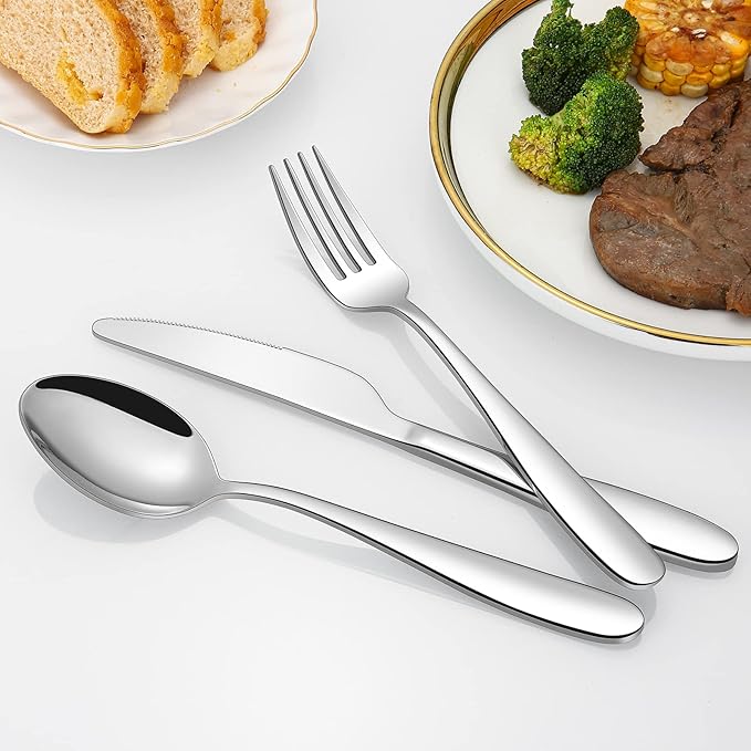 40-piece Silverware Set for 8, Stainless Steel Flatware Cutlery Set, Kitchen Utensil Tableware sets Include Spoon, Fork & Knife for Home, Dishwasher Safe