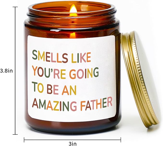 Fathers Day Candle for Dad - New Father Gift, Pregnancy Gifts for First Time New Dad - Gender Reveal Gifts for Parents to Be, 7oz