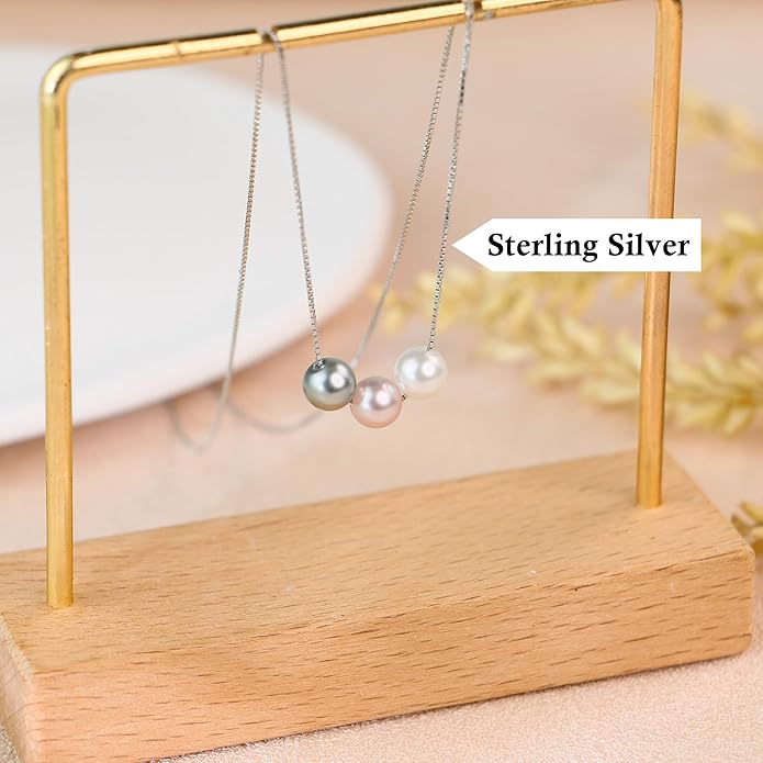 Sereney S925 Sterling Silver Grandma Necklace as Mothers Day Gifts for New Grandma, 3 Circles Grandmother Granddaughter Jewelry for Mom Nana, 3 Sterling Silver Pearl Jewelry as New Grandmother Gifts
