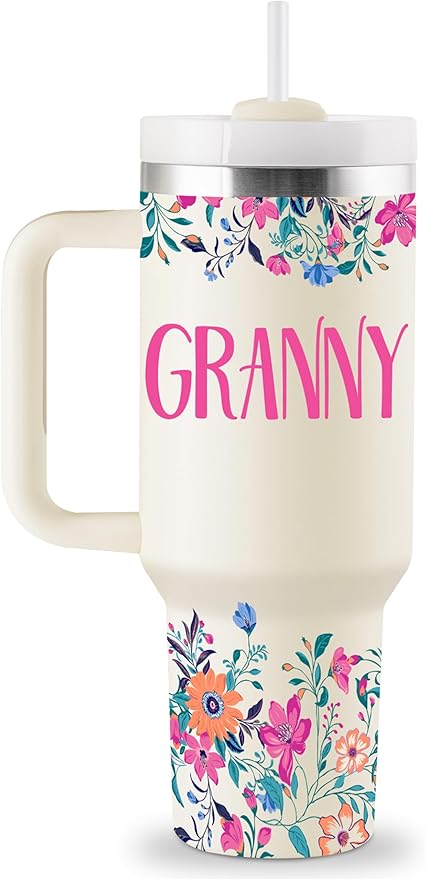 ROSTANTEN Granny Gifts Mothers Day Gifts for Granny from Grandkids for Birthday Christmas 40oz Travel Cup Insulated Tumbler with Lid & Straw