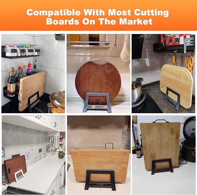 Cutting Board Rack, Auto Width Adjustable Holder Stand for Countertop & Cabinet (Gray)