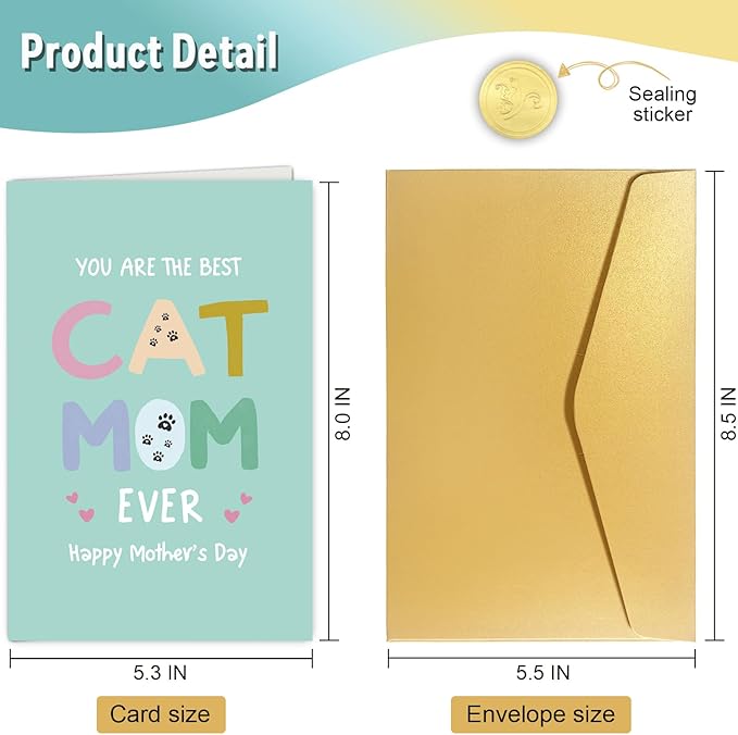 Spercy Funny Mothers Day Card for Cat Mom, Humorous Mothers Day Card for Cat Lovers, You Are the Best Cat Mom Ever