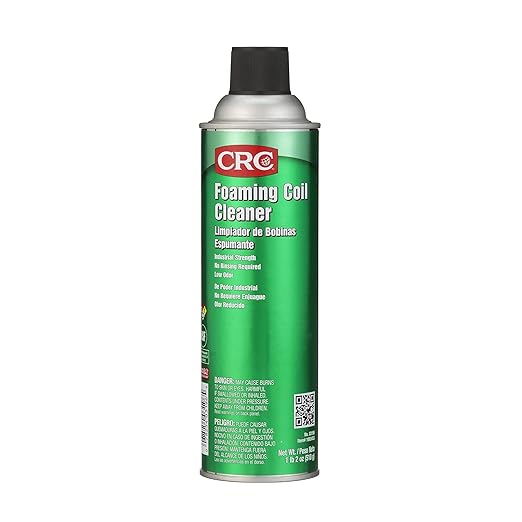 CRC Foaming Coil Cleaner, 18 Wt Oz, Water-Based, Heavy-Duty Cleaner for Air Conditioning and Refrigeration Condensers, Aerosol Spray (Pack of 1)