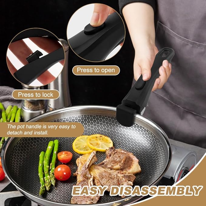Removable Pot Handle, 2pcs Detachable Pan Handles, Universal Pan Handle, Replacement Handles for Pots and Pans, Fits All Cookware
