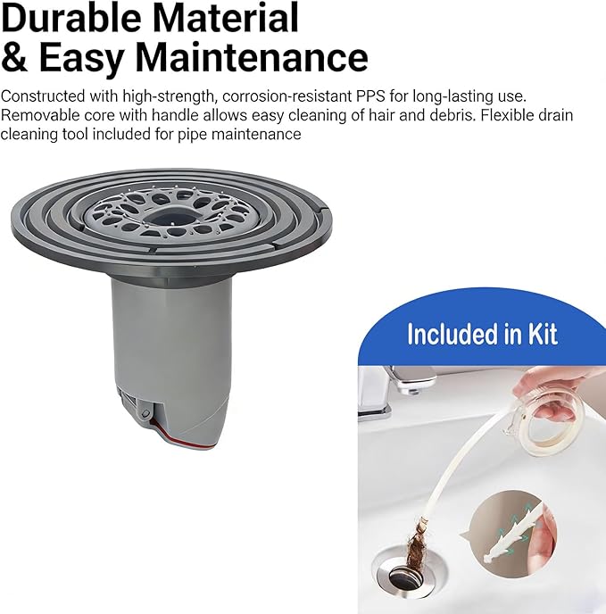 Odor-Proof Shower Drain Plug with Magnetic Backflow Preventer & Hair Catcher, Floor Drain Cover for 1.5"-3.9" Drains, 500ML/S Fast Drainage