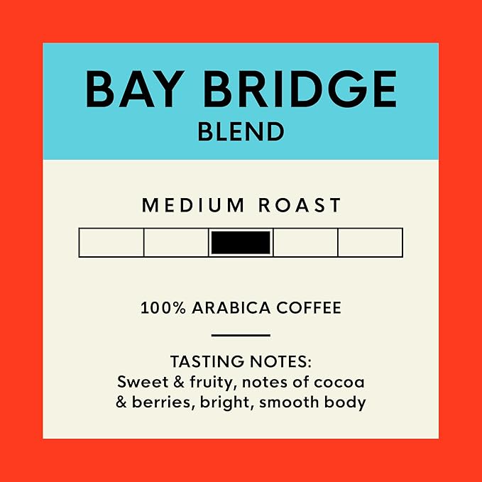 San Francisco Bay Whole Bean Coffee, Bay Bridge Blend (32 oz Bag), Medium Roast Coffee Beans