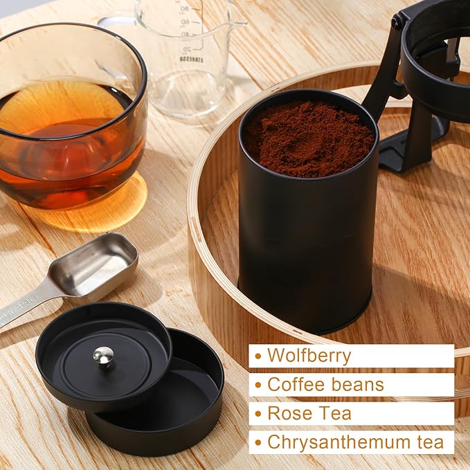 Tanlade 10 Pcs Tea Tin Canisters Airtight Double Lid Metal Storage Containers with Erasable Labels Marker, 14 oz Round Tins for Loose Leaf Tea Coffee Sugar Spice Pantry Organization
