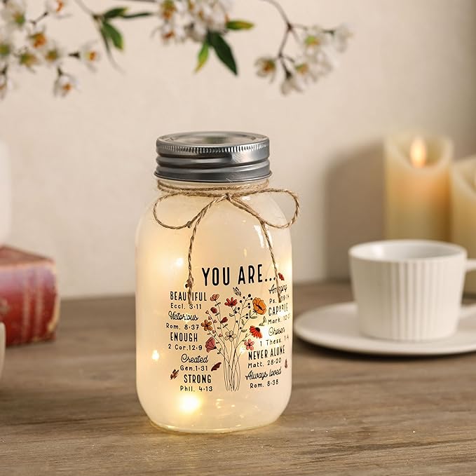 Maracco Inspiring Birthday Gifts for Women – Large Mason Jar Night Lights with You are, Inspirational Gift for Best Friend, Bestie, Girlfriend, or Yourself, Christian Religious Gifts for Women