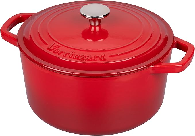 VORRINGARD Enameled Cast Iron Dutch Oven Pot with Lid, for Bread Baking, Round Bread Oven- include Sourdough Bread Baking Supplies Set, 6QT, Red