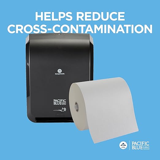 Pacific Blue Ultra 8" High-Capacity Automated Touchless Paper Towel Dispenser Starter Kit by GP PRO (Georgia-Pacific), Black Dispenser (59590) 1 White Towel Roll (26491)
