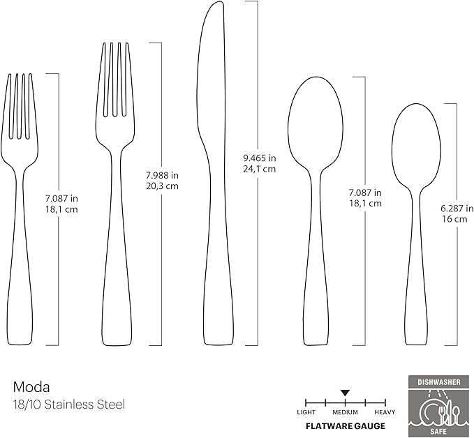Oneida Silverware Set, Moda Mirror 20-Piece Flatware Set, Service for 4, Made of 18/10 Stainless Steel, Dishwasher Safe, Knife Spoons & Forks, Home & Kitchen, Utensils Set, Cutlery (Silver, 20 Piece)