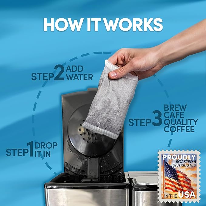 100% Colombian Coffee Packets, 2 oz, 40 Count, Dark Roast Low Acid Mold Free Ground Coffee, 3rd Party Tested, Premeasured for 10-12 Cup Drip Coffee Makers
