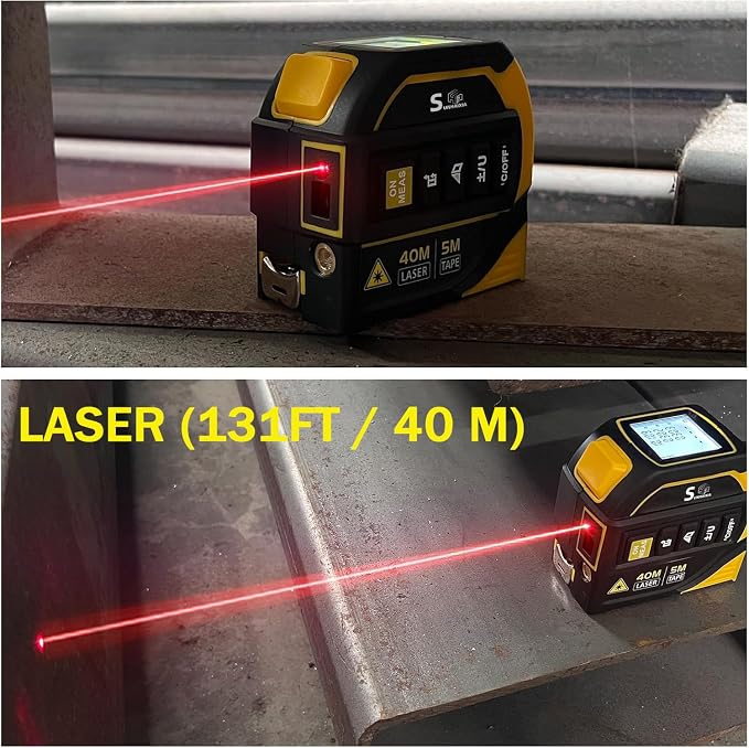 4-in-1 Laser Tape Measure with Laser Level Crosshairs |130ft/40m Laser Distance+16ft/5m AutoLock Tape |Backlit LCD Display (Ft/Inch/M/mm) |for DIY,Construction, Interior Design
