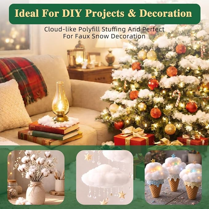 Hem Dgpsy Polyfill Stuffing Fiber Fill 56oz/3.5lbs, Safe Pillow Stuffing for Couch, Stuffed Animals, Cushion, Crochet Toys, Cloud Decor, Crafts, White & Clean Polyester Filling, Oeko-TEX Certified