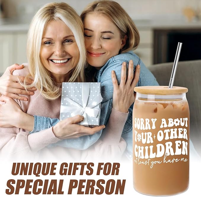 Mothers Day Gifts for Mom from Daughter Son, Gifts for Women Mama Stepmom Mother In Law Bonus Mom, Personalized Anniversary Birthday Mothers Day Presents for Wife from Husband - Can Glass 16OZ