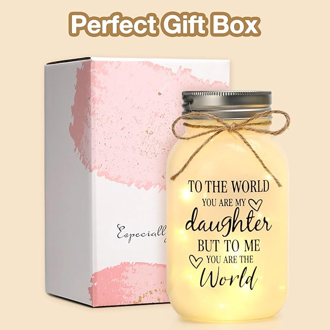 Maracco Mothers Day Gifts for Daughter from Mom - 30 oz Large Mason Jar Night Light, Daughter Birthday Gifts from Mom and Dad, Wedding Blessing Gift, Graduation Gift for Daughters Adult