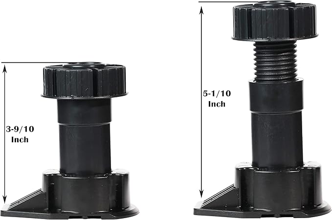 Berta 12 Pack Cabinet Leveler Legs-330 lb Capacity, Leg-Adjusts from 4"–5 1/10” (100-130 mm) (100-130 mm, 12 Pieces)