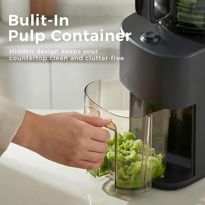 Cold Press Juicer, 5.5inch Wide Feed Chute Juicer Machine, Slow Masticating Juicer for Whole Vegetables & Fruits, Black