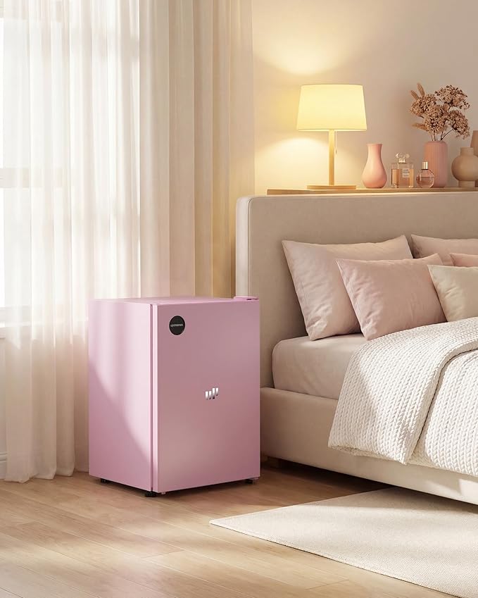 Upstreman 2.5 Cu.Ft All-Refrigerator Mini Fridge, Single Door Small Refrigerator, Dorm Fridge with 7 Adjustable Thermostat, Compact Refrigerator for Office, Bedroom or Dorm, Pink-CR26
