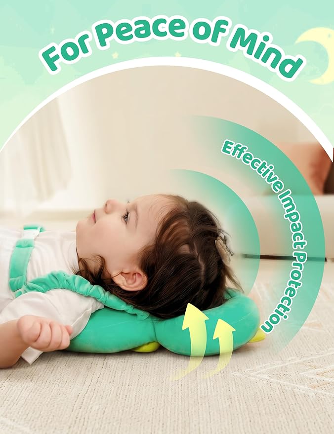 JunNeng Toddler Baby Head Protector Backpack for Toddler Walker with Knee Pads&Anti-Slip Socks, Dinosaur Green