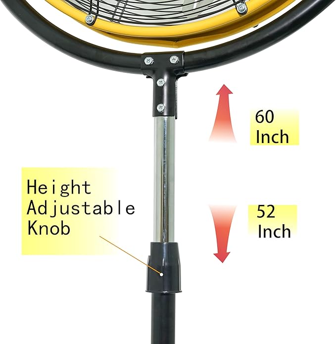 HiCFM 20" Tilting Pedestal Fan, 4300 CFM High Velocity 3-Speed Standing Fan with 1/5 HP Powerful Motor for Commercial, Industrial, Warehouse, Garage, Workshop - UL Safety Listed, 2 Pack