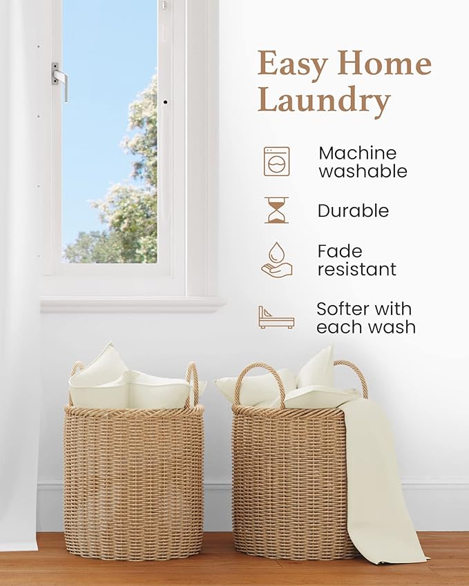 1000 TC Ivory Standard Pillowcases Set of 4 100% Egyptian Cotton Pillow Cases with Long Staple Cotton & Sateen Weave, Silky Soft Hotel - Like Bed Pillow Covers for Comfy Sleeping, Snug Fit