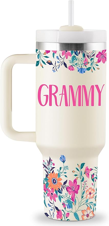 ROSTANTEN Grammy Gifts Mothers Day Gifts for Grammy Grandma Gift Ideas from Grandkids for Christmas Birthday Grammy Tumbler 40oz Travel Cup Insulated Tumbler with Lid & Straw