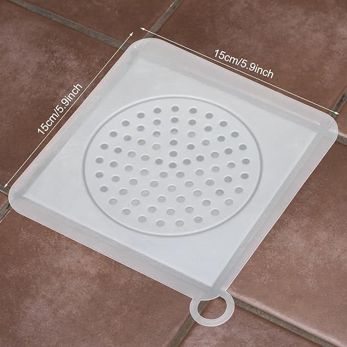 2 Pieces Silicone Drain Cover Floor Tub Stopper, 6x6 Inch Anti-Odor Deodorizing Mat Shower Drain Covers for Kitchen Bathroom Laundry, Sewer Plugs with Silica Gel Seal