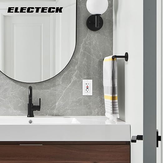 ELECTECK 6 Pack GFCI Outlets 20 Amp, Non-Tamper Resistant, Decor GFI Receptacles with LED Indicator, Ground Fault Circuit Interrupter, Wallplate Included, ETL Listed, Red/Black Button