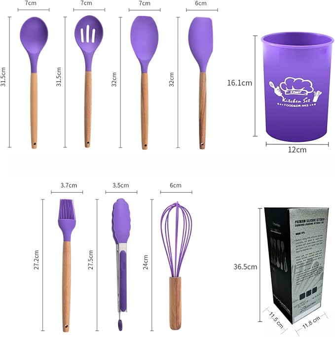 Silicone Kitchen Cooking Utensils Set, 12Pcs, Creative Baking Silicone Shovel Piece Non-Stick Frying Cooking