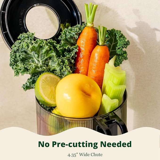 LINKChef Cold Press Juicer Machines, 4.53" Diameter juicers Whole Fruit and Vegetable, 200W Masticating Slow Juicer with Automatic Cutting, BPA-Free, Easy Cleanup & Assembly, Lightweight, Black