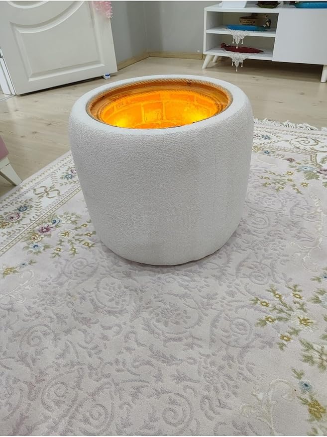 Infinity Mirror Side Table with Touch Sensor LED Light & Hidden Charging Area - Modern White MDF - White