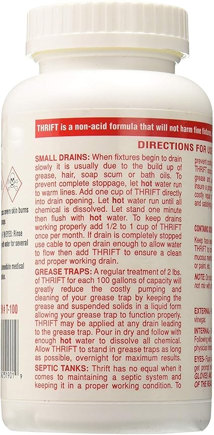 Thrift T-100 Alkaline Based 1-Pound Granular Drain Cleaner (3-(Pack))