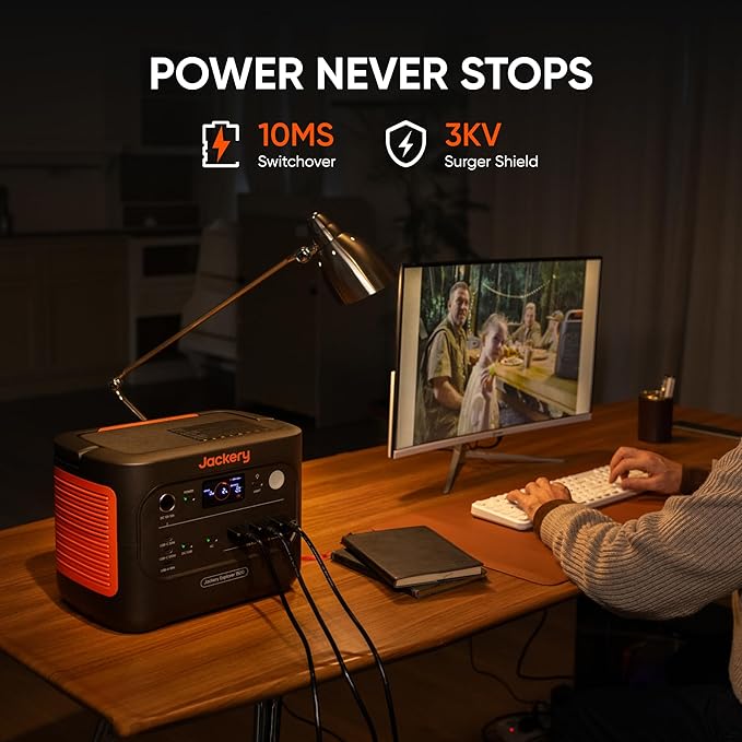 Jackery Explorer 1500 v2 Power Station, 1536Wh LiFePO4 Solar Generator, 2000W Output (4000W Peak), 1 H Fast Charge, 10ms UPS, for Outdoor, Emergency Backup, Camping, RV, Off-Grid