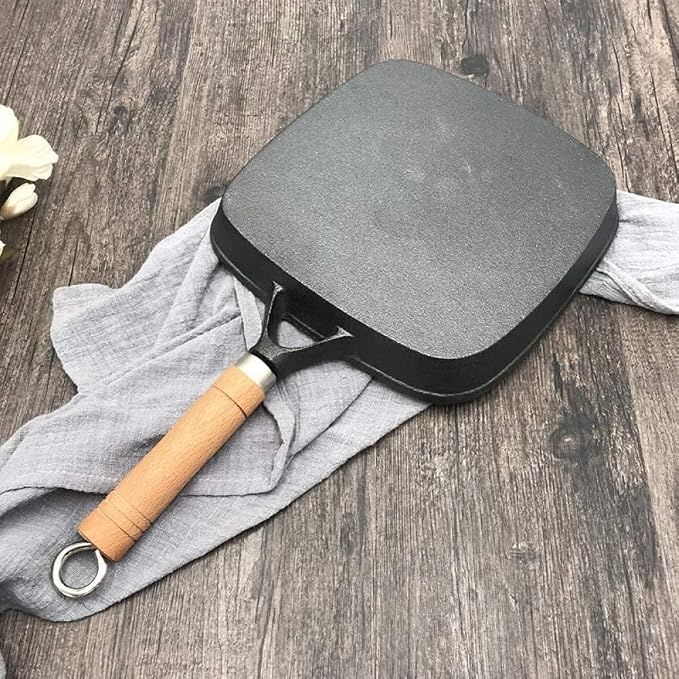 Square Grill Pan, Cast Iron Premium Non-Stick Grill Pan Frying Pan Heavy Duty Cast Iron Grill Pan Frying Pans for Gas, Induction and Electric Stove with Handle Frying Pa