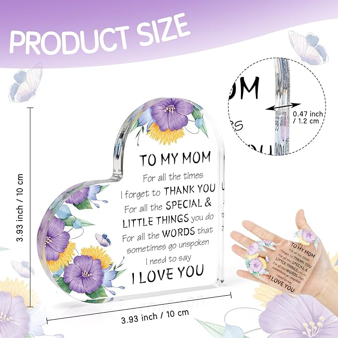Mothers Day Gift for Mom from Daughter Son, Birthday Gift for Mom, Mothers Day Gift Ideas Acrylic Desk Decor Thanksgiving Birthday Valentines Gifts for Mom Presents for Mom