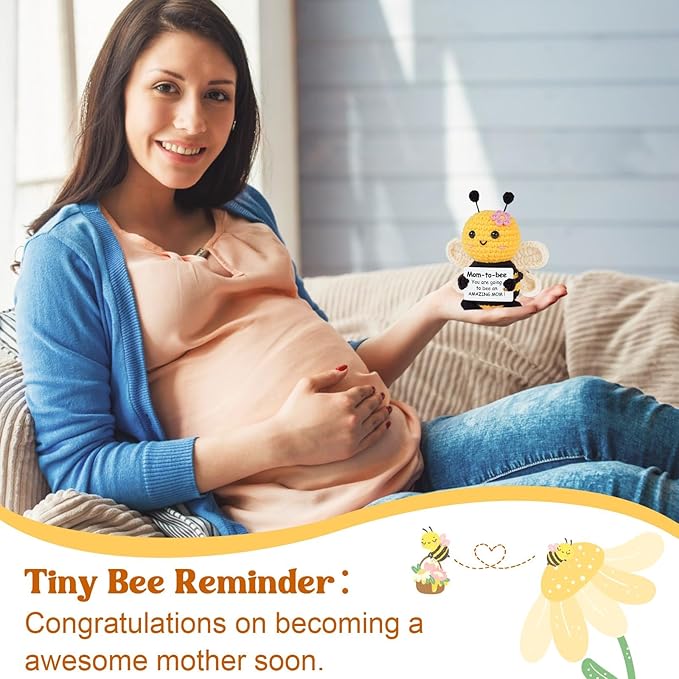 Mom to Be Gifts, Pregnancy Gifts for Expecting Mom, First Time Moms, Wife, Friend, Sister, Mommy to Be Gift, Gift for Pregnant Women, Cute Handmade Crochet Bee Support Present