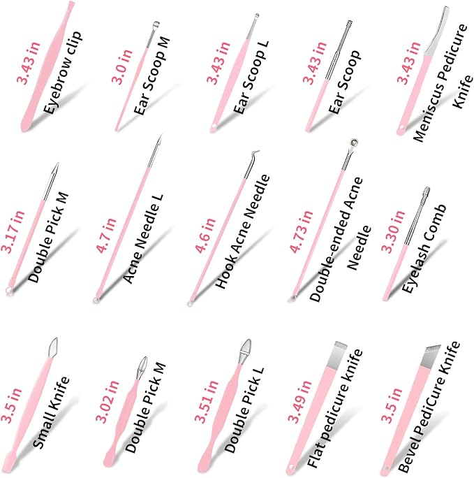 MINKINH 26-Piece Professional Manicure Set，Features Stainless Steel Tools, Carbon Steel Clippers & Travel Case for Women's Home and Travel Grooming，Mother's Day Gifts(Pink)