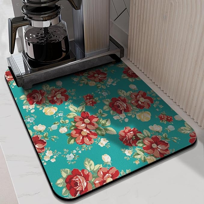 Coffee Bar Mat Accessories for Countertop Absorbent Hide Stain Rubber Backed Dish Drying Mats for Kitchen Counter Draining Pad Decor Gift(24x18in)
