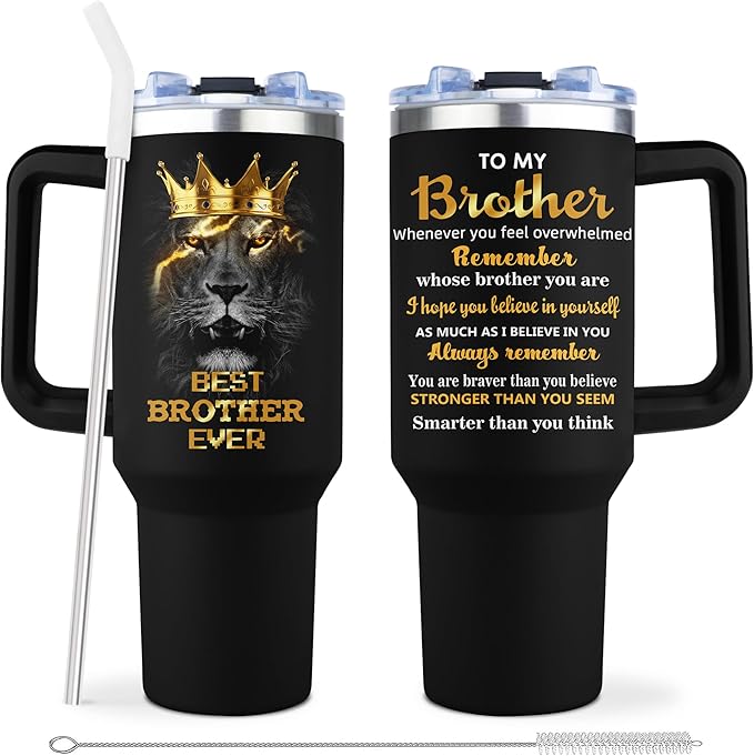 Muilzon Gifts for Brother Tumbler 40oz - Brother Gifts for Birthday Christmas Fathers Day from Sister - Big Brothers Gift Coffee Mug - Cool Funny Gift for Older/Little Brothers Cup with Handle
